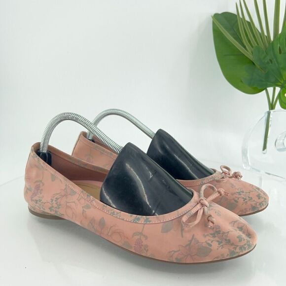 Vionic Women's Callisto Ballet Flat Size 10 Pink Floral Slip On Shoe Cap Toe Bow - Picture 1 of 15